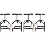 Set of 4 Vintage Industrial Adjustable Metal Toledo Stools