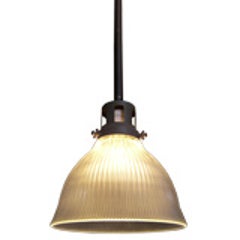 Vintage Industrial Modern Glass Holophane Ceiling or Hanging Lamp, Light 8