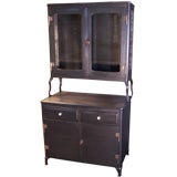 Vintage Industrial Metal & Glass Medical / Storage Cabinet