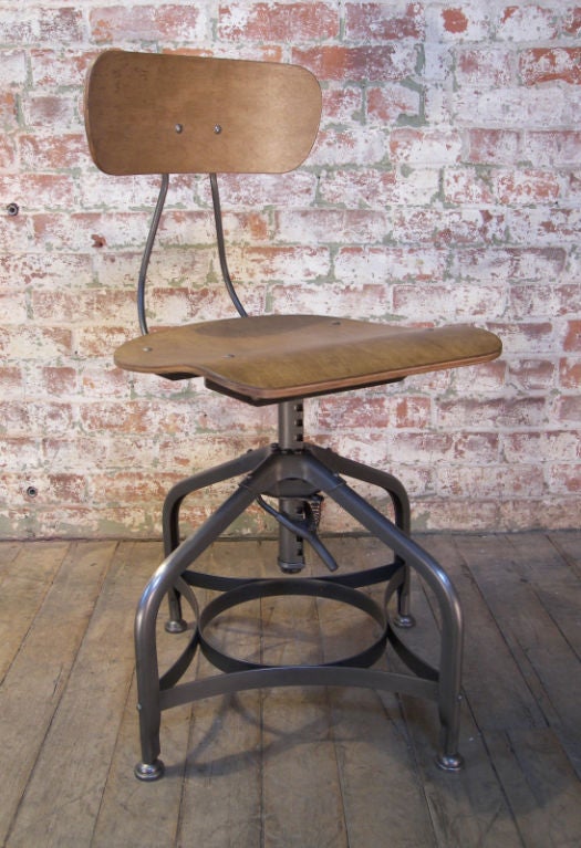 Set of Ten Vintage Bent Plywood Adjustable Toledo Chairs, Stools, Seating 1