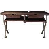 Vintage Industrial Cast Iron & Wood Jewelers Work Bench