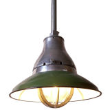 Vintage Industrial Explosion Proof Hanging Lamp w/ Enamel Shade