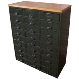 Vintage Industrial Metal & Wood Cabinet