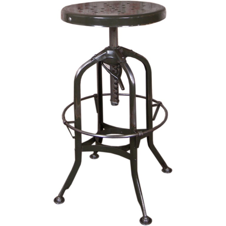 Vintage Industrial Adjustable Metal Toledo Stool
