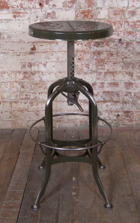20th Century Vintage Industrial Adjustable Metal Toledo Stool