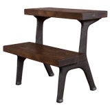 Vintage Industrial Wood & Cast Iron Step Stool