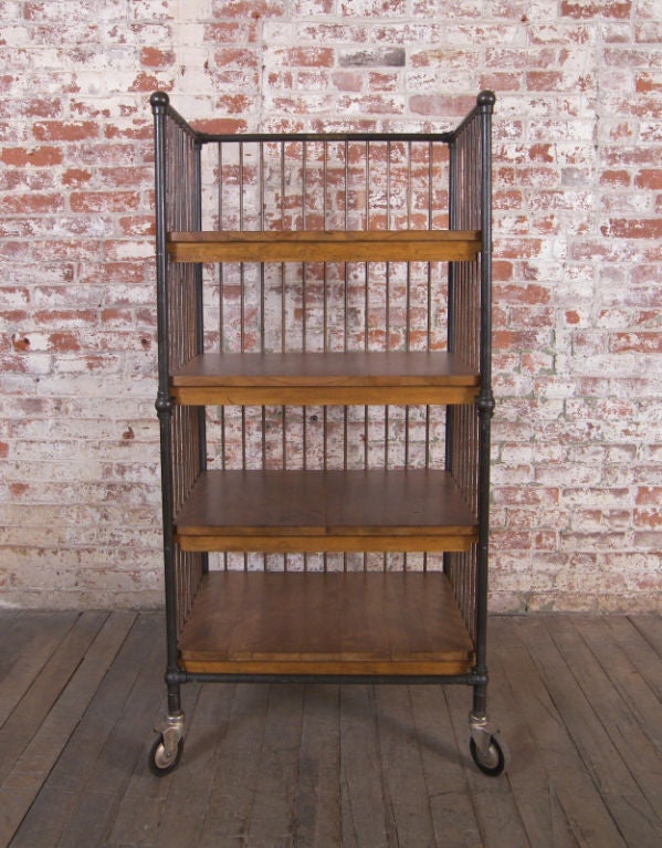 Vintage Wood & Metal Bindery Cart