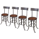 Set of 2 Vintage Industrial Wood 
Metal Chairs