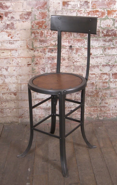 Set of 2 Vintage Industrial Wood & Metal Chairs 2