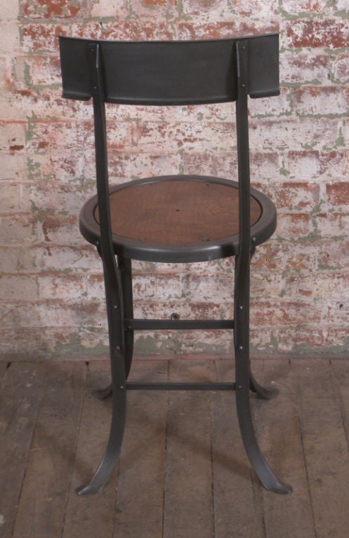 Set of 2 Vintage Industrial Wood & Metal Chairs 3