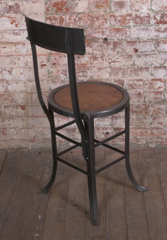 Set of 2 Vintage Industrial Wood & Metal Chairs 4