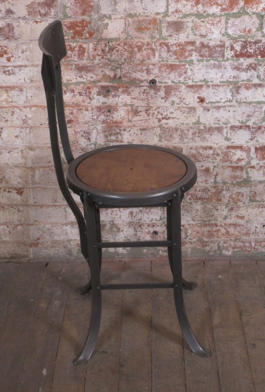 Set of 2 Vintage Industrial Wood & Metal Chairs 5