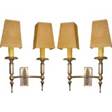 40's French Nickel Sconces in the manner of Jacques Adnet