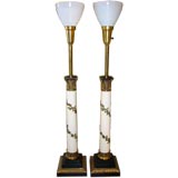 Fine French Empire style Column Lamps by Stiffel