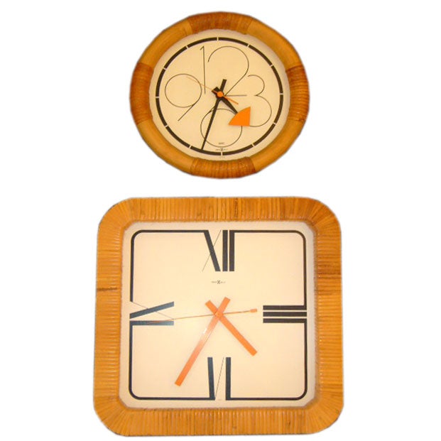 George Nelson Rattan Clocks for Howard Miller