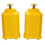 Vintage Yellow Ceramic Tea Cannister Table Lamps Haeger