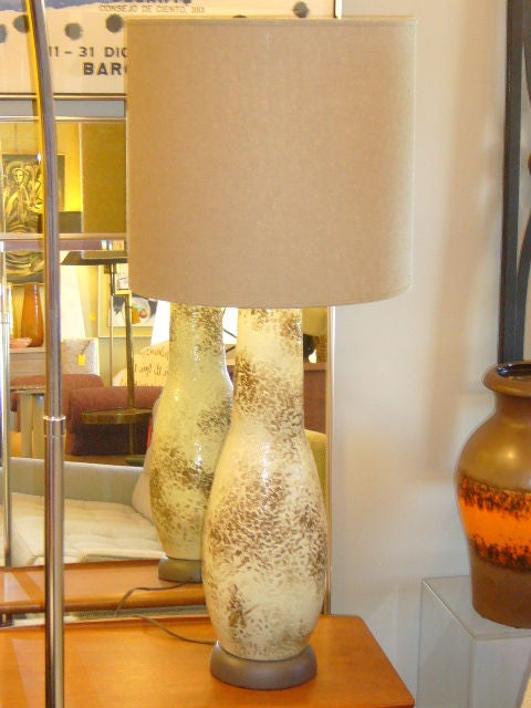 Mid-Century Modern Monumental Mid Century Modern Mottled Glaze Ceramic Table Lamp