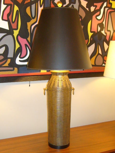Late 20th Century Fine 1970s Tall Woven Brass Lamp by Chapman Lamps For Sale
