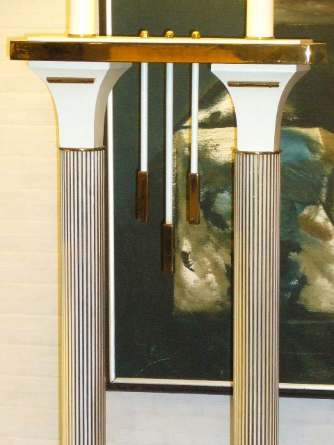 Mid Century Neoclassical Parzinger Style White Columnar Lamp 1950s In Good Condition In Miami, FL