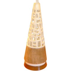 Tall 1950s Zaccagnini Reticulated Pottery Obelisk Lamp