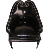1930s PATENT LEATHER CURVED TOP CHAIR