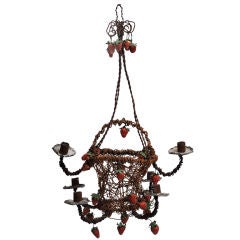 Vintage French Wire And Strawberry Chandelier