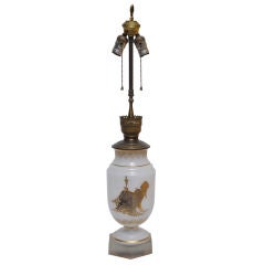 Antique French Opaline Glass Lamp