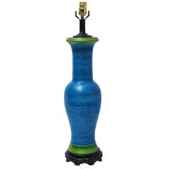 1960s Blue And Green Asian Style Lamp