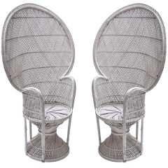PAIR OF WICKER PEACOCK OR EMPRESS CHAIRS