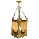 Bronze and Amber Glass Lantern