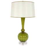 Large Scale Vintage Murano Lamp in Olive and Gold