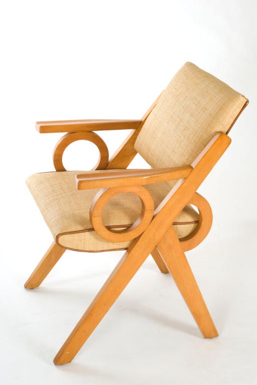 Darling Pair of Arm Chairs with Circle Detail
