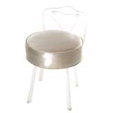 Lucite Vanity Chair in Platinum Fabric