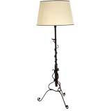 Italian Forged Metal Floor Lamp with Snake and Bird Detail