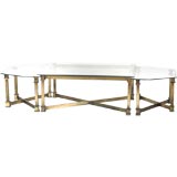 Large Scale Bronze and Glass Coffee Table in Three Parts