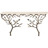 Console with Brass Leaf Base