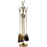 Brass Fire Set with "Stag" Motif