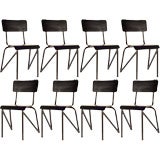 Vintage Set of Eight Metal Chairs from Bordeaux
