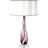 Vintage Murano Lamp in Purple and Cream