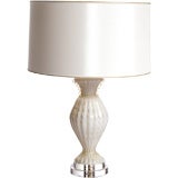Vintage White and Gold Murano Lamp with Applique Detail Vintage White and Gold Murano Lamp with Applique Detail