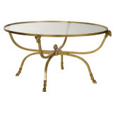 Metal and Glass Table with Ram Detail