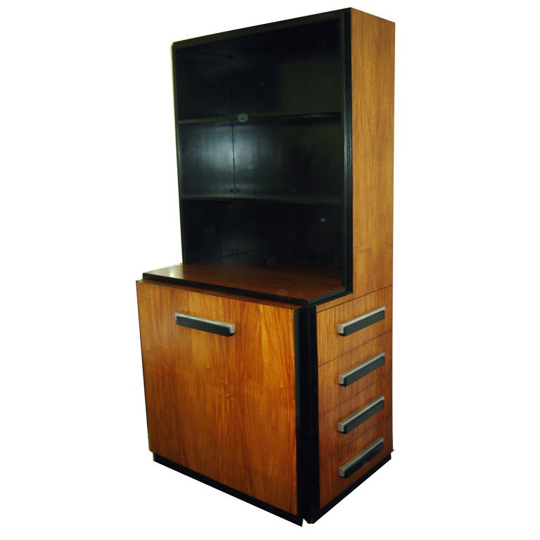 Donald Deskey American Art Deco Bookcase Desk Cabinet For Sale