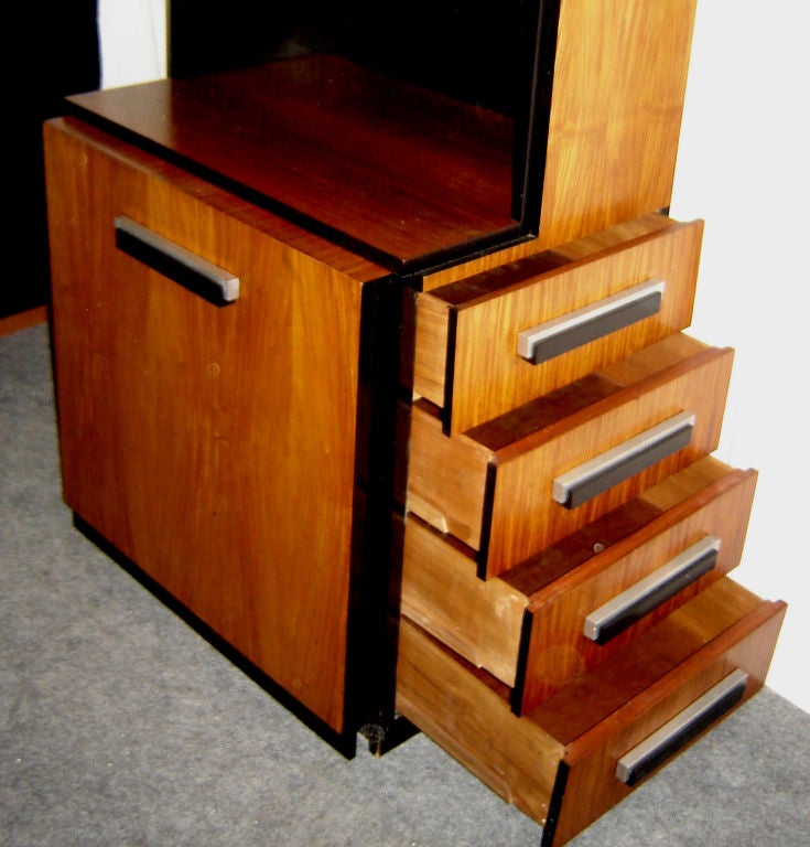 Lacquer Donald Deskey American Art Deco Bookcase Desk Cabinet For Sale