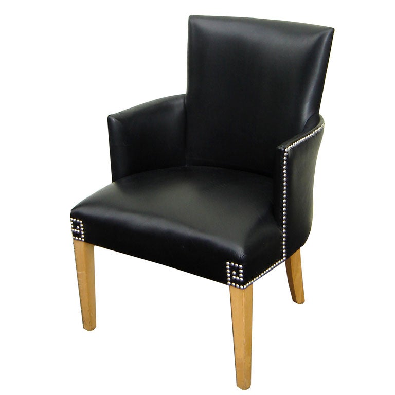 French Art Deco Black Edelman Leather Armchair For Sale