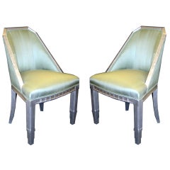 Pair French Art Deco Silverleaf Chairs