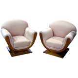 Pair French Art Deco Englinger Lounge / Club Chairs