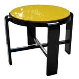 American Art Deco Black Lacquer & Vitrolite Occasional Table