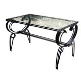 French Art Deco Wrought Iron & Glass Coffee TAble