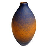 Charles Schneider French Art Deco Cobalt Blue to Orange Vase