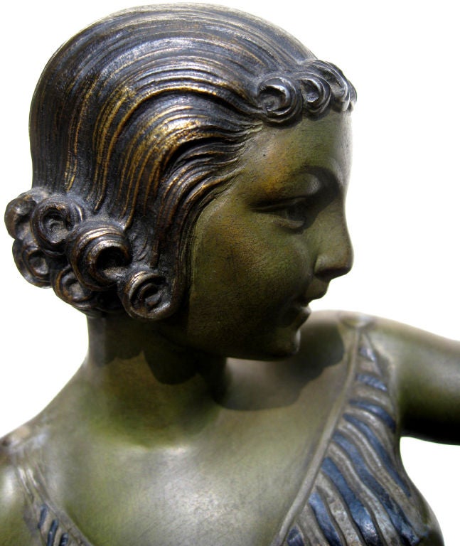 Ivory French Art Deco Diana the Huntress Figural Clock